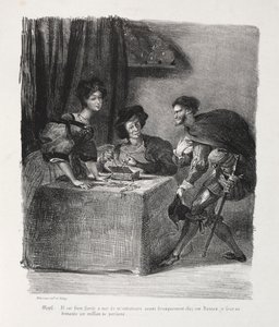 Ilustraciones para Fausto: Mefistófeles está en Marthe, 1828 de Ferdinand Victor Eugene Delacroix