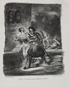Ilustraciones para Fausto: Mefistófeles y Fausto huyen después del duelo, 1828 de Ferdinand Victor Eugene Delacroix