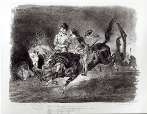 Mefistófeles y Fausto cabalgando en la noche, Ilustración para Fausto de Goethe, 1828