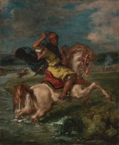 Jinete marroquí cruzando un vado, c.1850