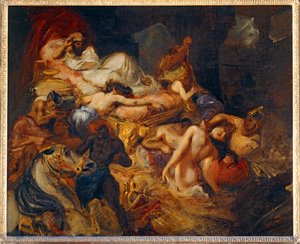 Mort de Sardanapale - La muerte de Sardanápalo. 1826-1827. Boceto para 40-11-02/62 ... de Ferdinand Victor Eugene Delacroix