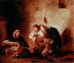 Orientalismo: Músicos judíos de Mogador, Marruecos. Pintura de Eugene Delacroix (1798-1863) Siglo XIX. París, Museo del Louvre de Ferdinand Victor Eugene Delacroix
