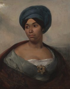 Retrato de una Mujer con un Turbante Azul, c.1827 de Ferdinand Victor Eugene Delacroix