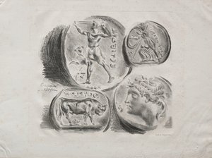 Hoja de cuatro medallas antiguas, 1825