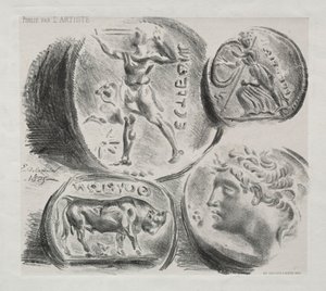 Hoja con Cuatro Medallas Antiguas, 1825