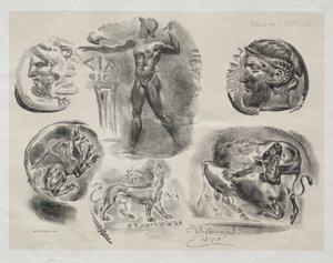 Hoja con seis medallas antiguas, 1825 de Ferdinand Victor Eugene Delacroix