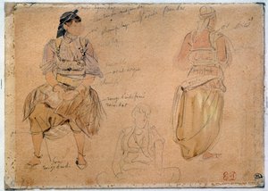 Estudios de mujeres árabes de Ferdinand Victor Eugene Delacroix