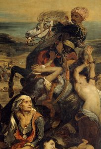 Las masacres de Quíos. Escena que representa la guerra de independencia griega contra los otomanos: civiles griegos esperando la muerte o la esclavitud (detalle)