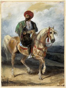El jinete turco, c.1834 (gouache y acuarela sobre papel) de Ferdinand Victor Eugene Delacroix
