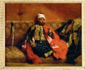 Turk fumant, assis sur un divan - Turk, fumando en un diván ... de Ferdinand Victor Eugene Delacroix