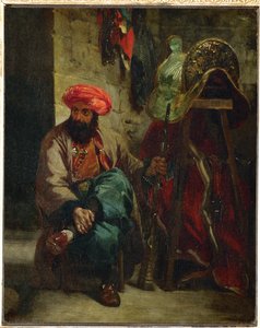 Turk con silla de montar ... de Ferdinand Victor Eugene Delacroix