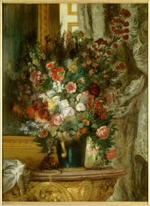 Jarrón de flores sobre una consola de Ferdinand Victor Eugene Delacroix