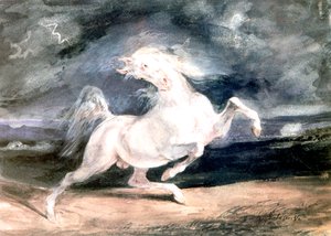 Caballo blanco, siglo XIX de Ferdinand Victor Eugene Delacroix