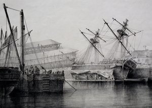 Bergantín, litografía de Ferdinand Perrot de Ferdinand Victor Perrot