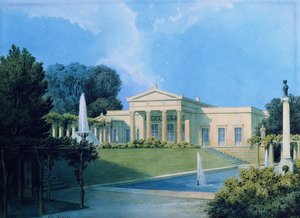 Vista de Charlottenhof desde el jardín, 1855 de Ferdinand von Arnim