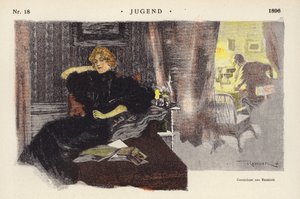 Mujer en casa por la noche de Ferdinand von Reznicek