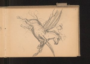 Pegasus mit Reiter im Flug; verso: zusammen mit Karte 18 Notizen zu Farbpreisen de Ferdynand Ruszczyc