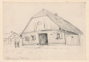 La posada de Jankielowa en Oszmiana; anverso: boceto de un motivo indeterminado de Ferdynand Ruszczyc