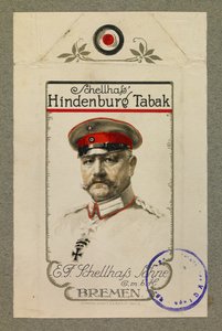 Retrato de Hindenbourg en un paquete de tabaco de Fernand Barbier