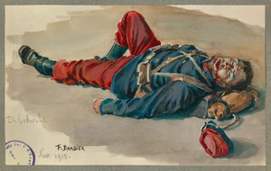 Soldado Delatroche dispuesto a hacerse el muerto, Gustrow de Fernand Barbier