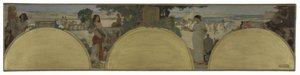 Boceto para el Hôtel de Ville de Paris: Historia de la escritura - tiempos antiguos, hacia 1890 (óleo sobre lienzo)