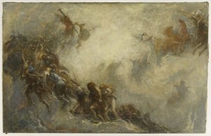 Boceto para el anfiteatro paleontológico del Museo de Historia Natural de París: Razas humanas (techo) de Fernand Cormon