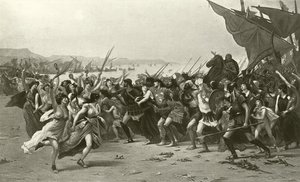 Los vencedores de Salamina (grabado) de Fernand Cormon