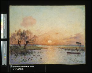 El estanque al atardecer (La Mare Au Coucher Du Soleil) (óleo sobre lienzo) de Fernand Loyen du Puigaudeau