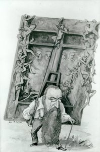 Retrato de Auguste Rodin llevando las puertas del Infierno de Fernand Paillet