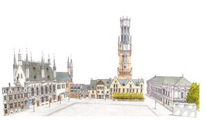 Plaza Burg. Brujas, Bélgica.