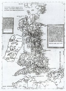 Britania Insula quae dup Regna continet Angliam et Scotiam cum Hibernia adiacente, grabado por Paulo Forlani, 1562