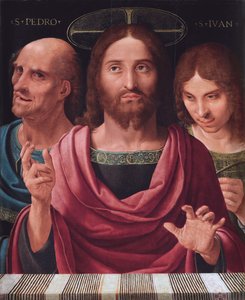 Salvator Mundi entre San Pedro y San Juan, c.1507 de Fernando Yanez de Almedina