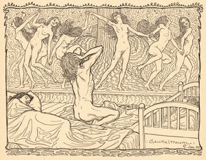 Gaukeltraum, lámina 5, de la carpeta "Lebenszeichen", publicada en 1908 en Berlín por Fritz Heyder Verlag de Fidus