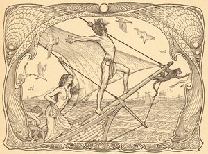 Zu den Menschen, lámina 1, de la carpeta "Lebenszeichen", publicada en 1908 en Berlín por Fritz Heyder Verlag de Fidus