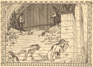 Vor dem Tempel der Tat, lámina 7, de la carpeta "Lebenszeichen", publicada en 1908 en Berlín por Fritz Heyder Verlag de Fidus (1868 1948)
