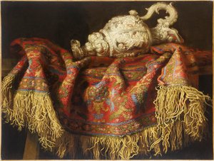 Naturaleza muerta con alfombra, c. 1640 de Fieravino