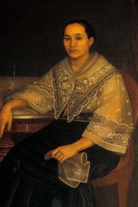 Retrato de una mujer con traje tradicional filipino