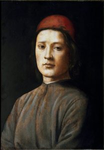 Retrato de un joven con sombrero rojo de Filippino Lippi