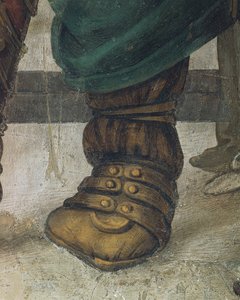 San Felipe expulsando al dragón del Templo de Hierópolis, detalle del calzado, fresco de Filippino Lippi
