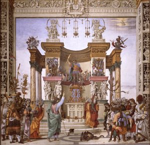 San Felipe exorcizando al demonio del templo de Marte, pared sur de la Capilla Strozzi, c.1497-1502 de Filippino Lippi