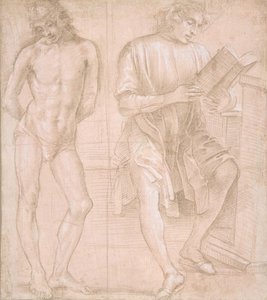 Joven de pie con las manos detrás de la espalda y un joven sentado leyendo, 1457-1504 de Filippino Lippi