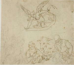 Natividad (recto); Virgen y Niño, Ángel (verso) de Filippo Bellini
