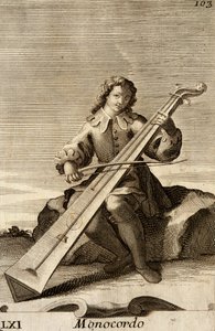 Hombre tocando el monocordio