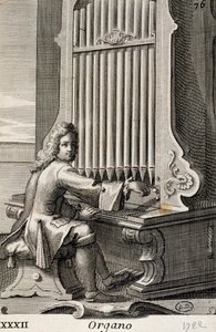 Hombre tocando el órgano de Filippo Bonanni