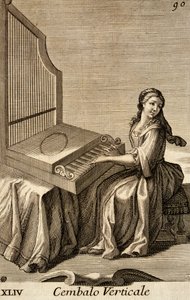 Mujer tocando el clavicordio vertical
