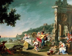 Tarantella en Margellina, ca 1750, por Filippo Falciatore de Filippo Falciatore