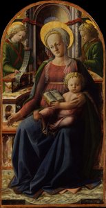 Madonna y el Niño entronizados con dos ángeles de Fra Filippo Lippi
