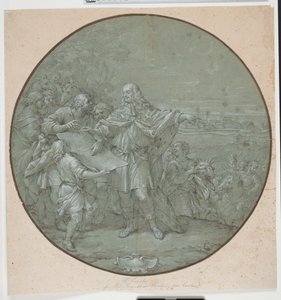 Cosimo III fortifica el puerto de Livorno. Dibujo preliminar para una placa de plata, una de las llamadas "piatti di S. Giovanni"