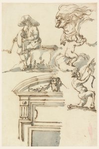 Marco de puerta y estudios de figuras