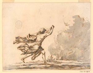 Dibujo, Un joven corriendo hacia el fuego, mediados del siglo XVIII de Filippo Marchionni
